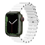 海洋矽膠金屬頭錶帶，適用於 Apple Watch Ultra 49mm / Series 8&7 45mm，適用於 Apple Watch Series 8&7 41mm / SE 2&6&SE&5&4 40mm / 3&2&1 38mm