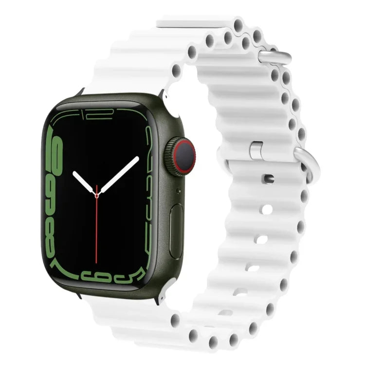 海洋矽膠金屬頭錶帶，適用於 Apple Watch Ultra 49mm / Series 8&7 45mm，適用於 Apple Watch Series 8&7 41mm / SE 2&6&SE&5&4 40mm / 3&2&1 38mm