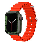 海洋矽膠金屬頭錶帶，適用於 Apple Watch Ultra 49mm / Series 8&7 45mm，適用於 Apple Watch Series 8&7 41mm / SE 2&6&SE&5&4 40mm / 3&2&1 38mm