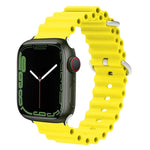 海洋矽膠金屬頭錶帶，適用於 Apple Watch Ultra 49mm / Series 8&7 45mm，適用於 Apple Watch Series 8&7 41mm / SE 2&6&SE&5&4 40mm / 3&2&1 38mm