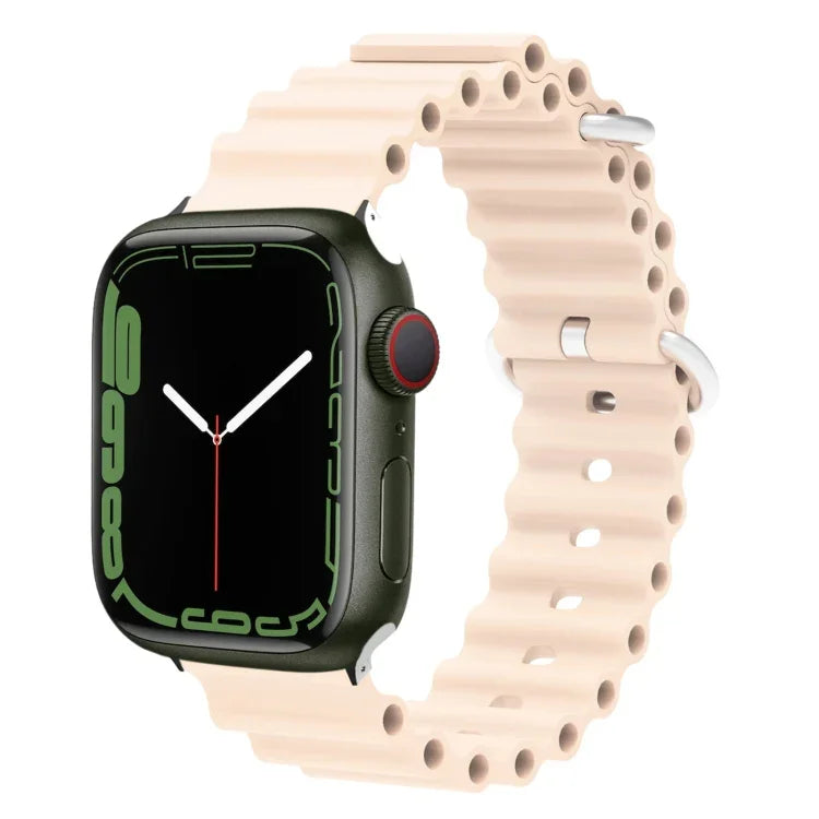 海洋矽膠金屬頭錶帶，適用於 Apple Watch Ultra 49mm / Series 8&7 45mm，適用於 Apple Watch Series 8&7 41mm / SE 2&6&SE&5&4 40mm / 3&2&1 38mm