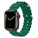 海洋矽膠金屬頭錶帶，適用於 Apple Watch Ultra 49mm / Series 8&7 45mm，適用於 Apple Watch Series 8&7 41mm / SE 2&6&SE&5&4 40mm / 3&2&1 38mm