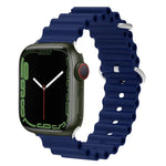海洋矽膠金屬頭錶帶，適用於 Apple Watch Ultra 49mm / Series 8&7 45mm，適用於 Apple Watch Series 8&7 41mm / SE 2&6&SE&5&4 40mm / 3&2&1 38mm
