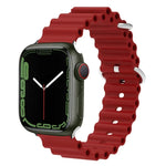 海洋矽膠金屬頭錶帶，適用於 Apple Watch Ultra 49mm / Series 8&7 45mm，適用於 Apple Watch Series 8&7 41mm / SE 2&6&SE&5&4 40mm / 3&2&1 38mm