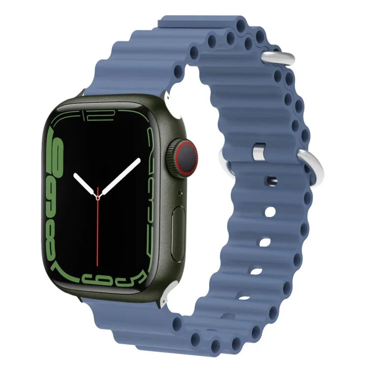 海洋矽膠金屬頭錶帶，適用於 Apple Watch Ultra 49mm / Series 8&7 45mm，適用於 Apple Watch Series 8&7 41mm / SE 2&6&SE&5&4 40mm / 3&2&1 38mm