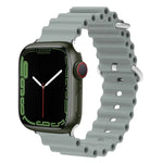 海洋矽膠金屬頭錶帶，適用於 Apple Watch Ultra 49mm / Series 8&7 45mm，適用於 Apple Watch Series 8&7 41mm / SE 2&6&SE&5&4 40mm / 3&2&1 38mm
