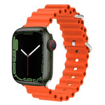海洋矽膠金屬頭錶帶，適用於 Apple Watch Ultra 49mm / Series 8&7 45mm，適用於 Apple Watch Series 8&7 41mm / SE 2&6&SE&5&4 40mm / 3&2&1 38mm