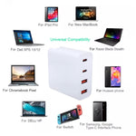 GaN 100W 雙 USB + 雙 USB-C/Type-C 多埠充電器，附 2米 Type-C 轉 Type-C 數據線組合，美國插頭，美國 / 歐盟插頭，美國 / 英國插頭，美國 / 澳洲插頭，美國 / 歐盟 / 英國插頭，美國 / 歐盟 / 英國 / 澳洲插頭