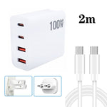 GaN 100W 雙 USB + 雙 USB-C/Type-C 多埠充電器，附 2米 Type-C 轉 Type-C 數據線組合，美國插頭，美國 / 歐盟插頭，美國 / 英國插頭，美國 / 澳洲插頭，美國 / 歐盟 / 英國插頭，美國 / 歐盟 / 英國 / 澳洲插頭