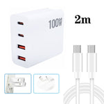 GaN 100W 雙 USB + 雙 USB-C/Type-C 多埠充電器，附 2米 Type-C 轉 Type-C 數據線組合，美國插頭，美國 / 歐盟插頭，美國 / 英國插頭，美國 / 澳洲插頭，美國 / 歐盟 / 英國插頭，美國 / 歐盟 / 英國 / 澳洲插頭