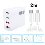 GaN 100W 雙 USB + 雙 USB-C/Type-C 多埠充電器，附 2米 Type-C 轉 Type-C 數據線組合，美國插頭，美國 / 歐盟插頭，美國 / 英國插頭，美國 / 澳洲插頭，美國 / 歐盟 / 英國插頭，美國 / 歐盟 / 英國 / 澳洲插頭