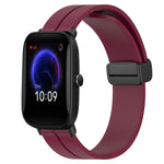 20mm Solid Color Magnetic Clasp Silicone Watch Band, For Amazfit Pop
