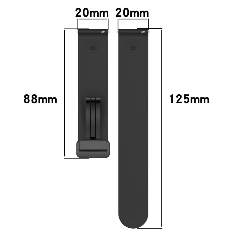 20mm Solid Color Magnetic Clasp Silicone Watch Band, For Amazfit Pop