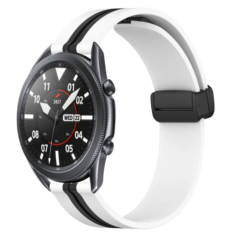 22mm 折疊磁吸扣矽膠錶帶，適用於 Samsung Galaxy Watch3 45mm，Samsung Galaxy Watch 46mm，Samsung Gear S3 Classic，Samsung Gear S3 Frontier