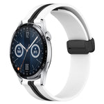 20mm Folding Magnetic Clasp Silicone Watch Band, For Huawei Watch GT3 Pro 43mm, For Huawei Watch GT3 42mm, For Huawei Watch GT2 42mm, For Huawei Watch 2