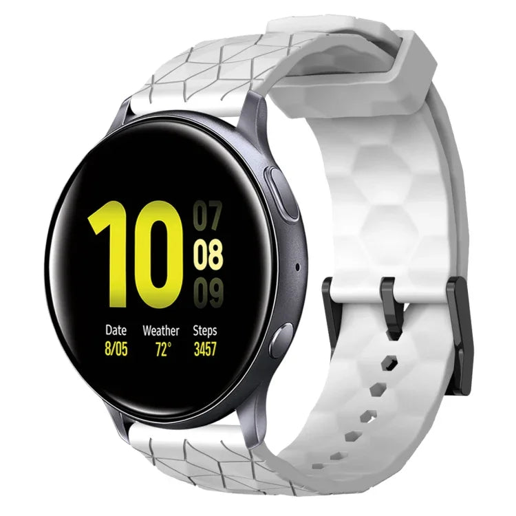 20mm 足球圖案純色矽膠錶帶，適用於 Samsung Galaxy Watch Active 2 44mm，適用於 Samsung Galaxy Watch 42mm