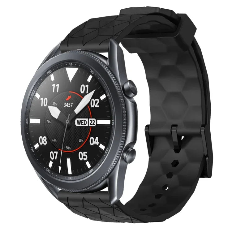 22mm 足球圖案純色矽膠錶帶，適用於 Samsung Galaxy Watch3 45mm，適用於 Samsung Galaxy Watch 46mm，適用於 Samsung Gear S3 Classic，適用於 Samsung Gear S3 Frontier