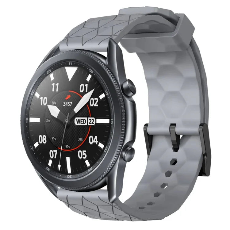 22mm 足球圖案純色矽膠錶帶，適用於 Samsung Galaxy Watch3 45mm，適用於 Samsung Galaxy Watch 46mm，適用於 Samsung Gear S3 Classic，適用於 Samsung Gear S3 Frontier