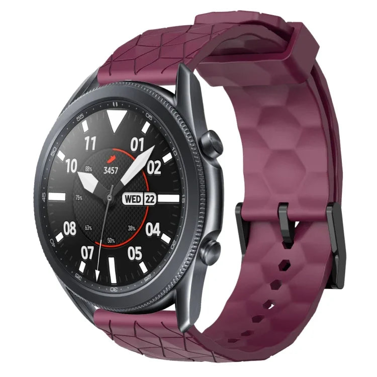 22mm 足球圖案純色矽膠錶帶，適用於 Samsung Galaxy Watch3 45mm，適用於 Samsung Galaxy Watch 46mm，適用於 Samsung Gear S3 Classic，適用於 Samsung Gear S3 Frontier