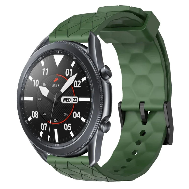 22mm 足球圖案純色矽膠錶帶，適用於 Samsung Galaxy Watch3 45mm，適用於 Samsung Galaxy Watch 46mm，適用於 Samsung Gear S3 Classic，適用於 Samsung Gear S3 Frontier