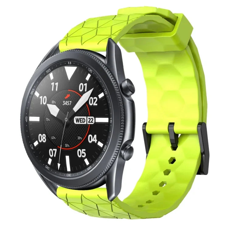 22mm 足球圖案純色矽膠錶帶，適用於 Samsung Galaxy Watch3 45mm，適用於 Samsung Galaxy Watch 46mm，適用於 Samsung Gear S3 Classic，適用於 Samsung Gear S3 Frontier