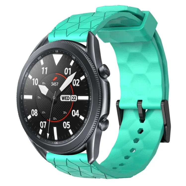 22mm 足球圖案純色矽膠錶帶，適用於 Samsung Galaxy Watch3 45mm，適用於 Samsung Galaxy Watch 46mm，適用於 Samsung Gear S3 Classic，適用於 Samsung Gear S3 Frontier