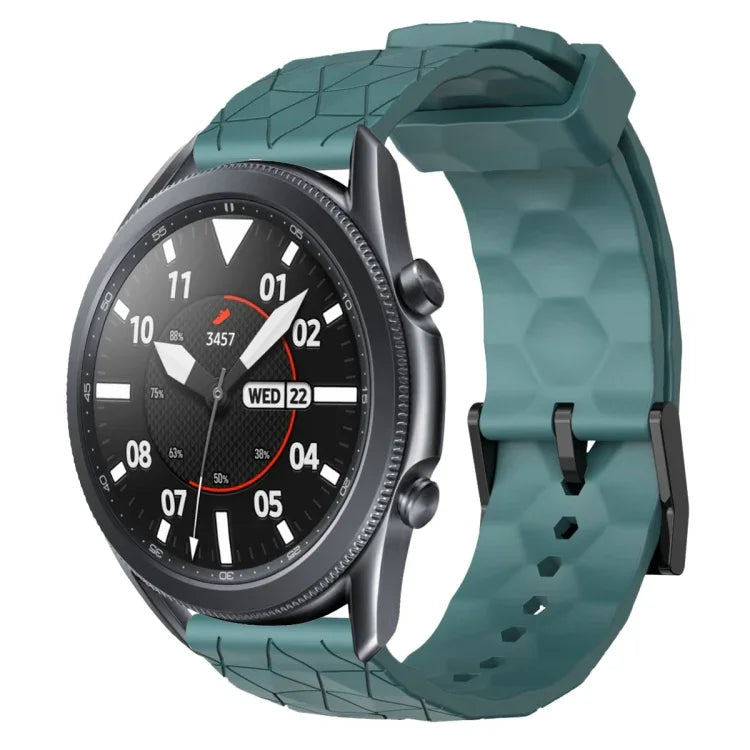 22mm 足球圖案純色矽膠錶帶，適用於 Samsung Galaxy Watch3 45mm，適用於 Samsung Galaxy Watch 46mm，適用於 Samsung Gear S3 Classic，適用於 Samsung Gear S3 Frontier