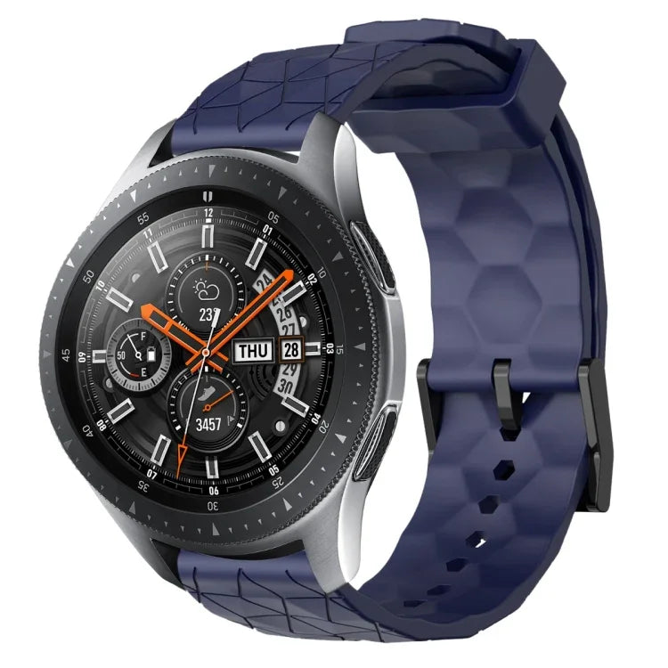 22mm 足球圖案純色矽膠錶帶，適用於 Samsung Galaxy Watch3 45mm，適用於 Samsung Galaxy Watch 46mm，適用於 Samsung Gear S3 Classic，適用於 Samsung Gear S3 Frontier