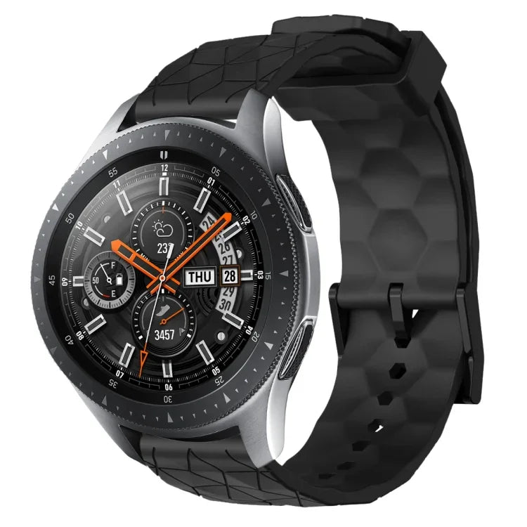 22mm 足球圖案純色矽膠錶帶，適用於 Samsung Galaxy Watch3 45mm，適用於 Samsung Galaxy Watch 46mm，適用於 Samsung Gear S3 Classic，適用於 Samsung Gear S3 Frontier