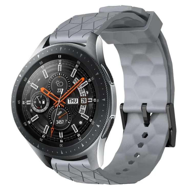 22mm 足球圖案純色矽膠錶帶，適用於 Samsung Galaxy Watch3 45mm，適用於 Samsung Galaxy Watch 46mm，適用於 Samsung Gear S3 Classic，適用於 Samsung Gear S3 Frontier