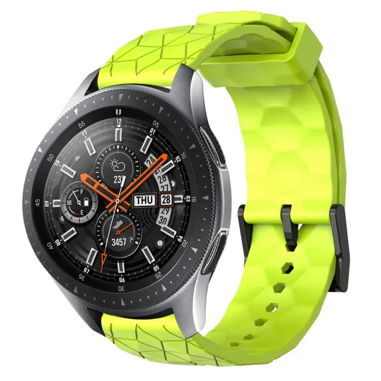 22mm 足球圖案純色矽膠錶帶，適用於 Samsung Galaxy Watch3 45mm，適用於 Samsung Galaxy Watch 46mm，適用於 Samsung Gear S3 Classic，適用於 Samsung Gear S3 Frontier
