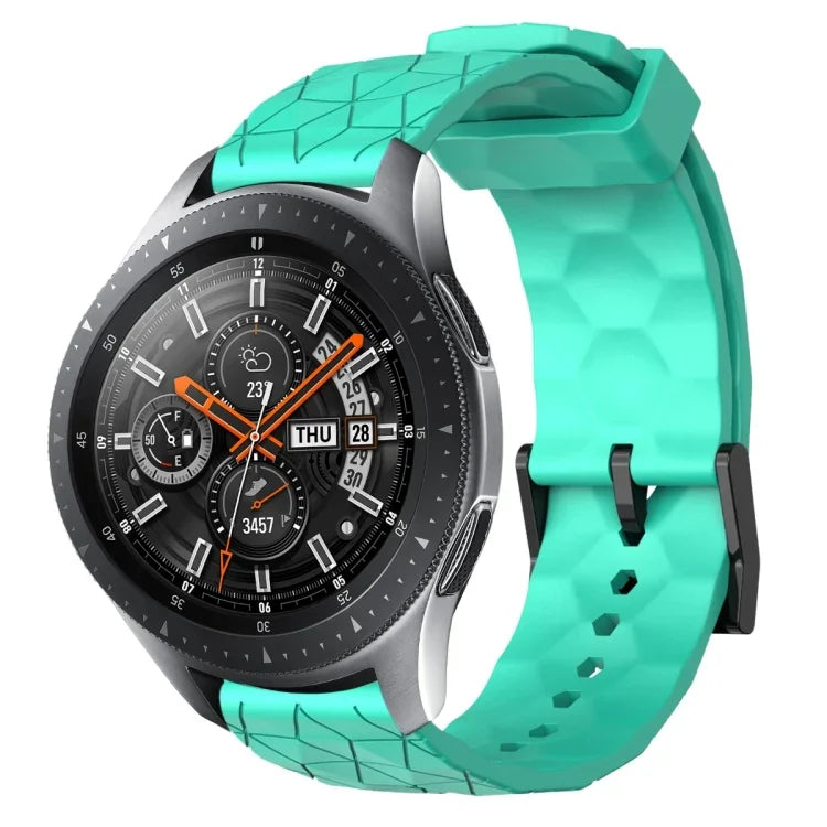 22mm 足球圖案純色矽膠錶帶，適用於 Samsung Galaxy Watch3 45mm，適用於 Samsung Galaxy Watch 46mm，適用於 Samsung Gear S3 Classic，適用於 Samsung Gear S3 Frontier