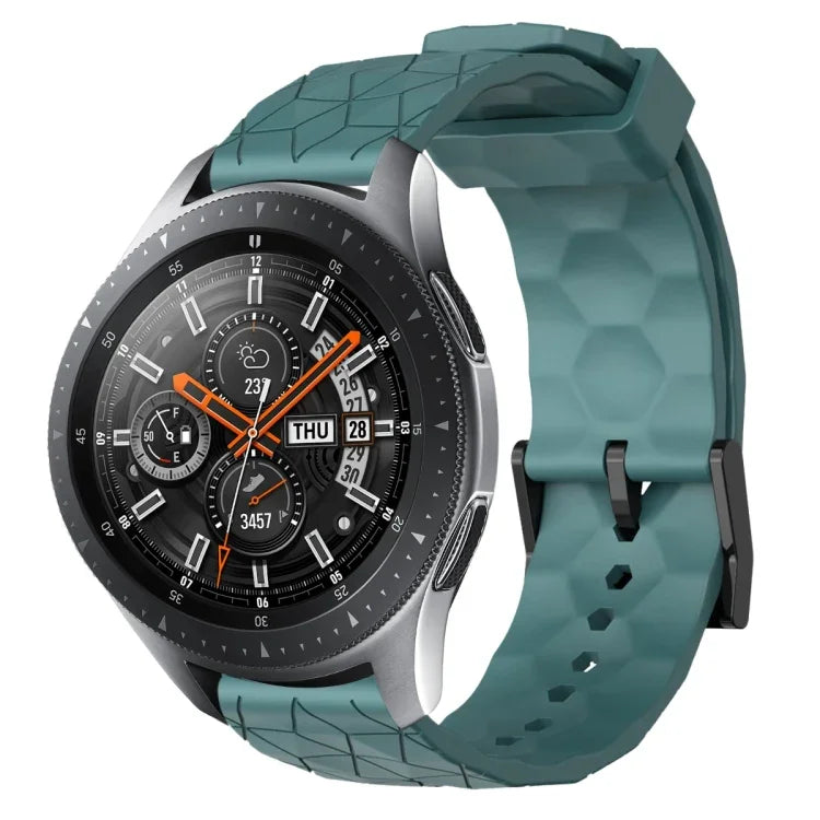 22mm 足球圖案純色矽膠錶帶，適用於 Samsung Galaxy Watch3 45mm，適用於 Samsung Galaxy Watch 46mm，適用於 Samsung Gear S3 Classic，適用於 Samsung Gear S3 Frontier