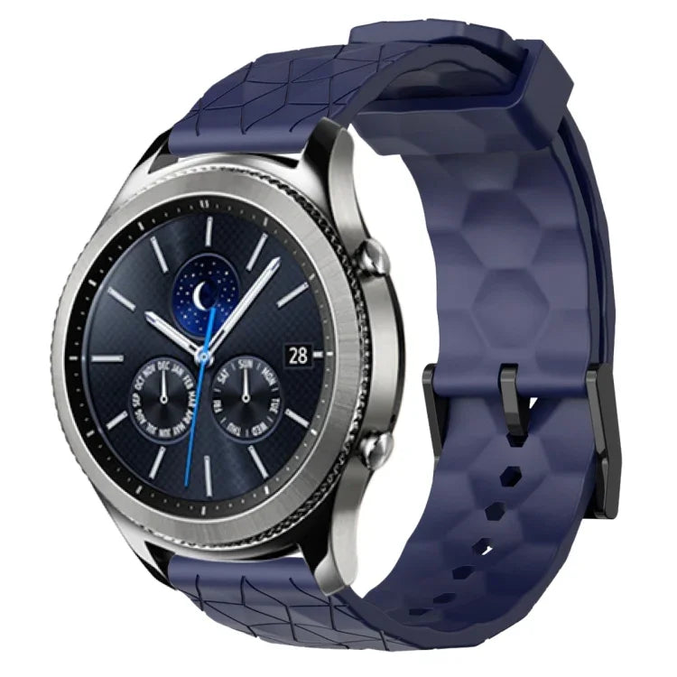 22mm 足球圖案純色矽膠錶帶，適用於 Samsung Galaxy Watch3 45mm，適用於 Samsung Galaxy Watch 46mm，適用於 Samsung Gear S3 Classic，適用於 Samsung Gear S3 Frontier
