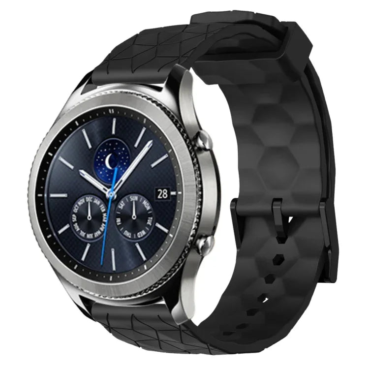 22mm 足球圖案純色矽膠錶帶，適用於 Samsung Galaxy Watch3 45mm，適用於 Samsung Galaxy Watch 46mm，適用於 Samsung Gear S3 Classic，適用於 Samsung Gear S3 Frontier