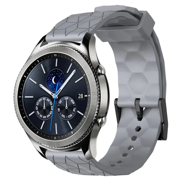 22mm 足球圖案純色矽膠錶帶，適用於 Samsung Galaxy Watch3 45mm，適用於 Samsung Galaxy Watch 46mm，適用於 Samsung Gear S3 Classic，適用於 Samsung Gear S3 Frontier