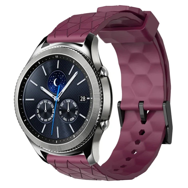 22mm 足球圖案純色矽膠錶帶，適用於 Samsung Galaxy Watch3 45mm，適用於 Samsung Galaxy Watch 46mm，適用於 Samsung Gear S3 Classic，適用於 Samsung Gear S3 Frontier