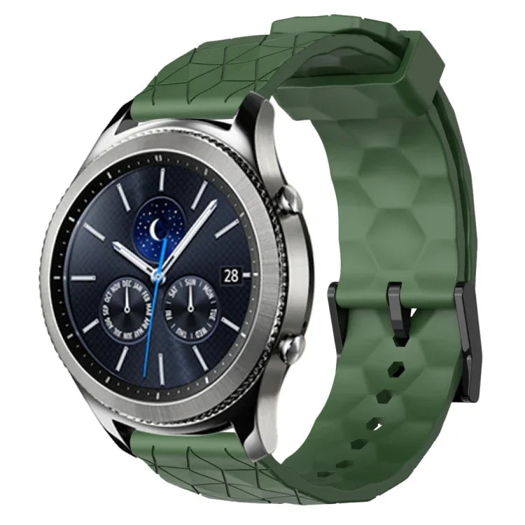 22mm 足球圖案純色矽膠錶帶，適用於 Samsung Galaxy Watch3 45mm，適用於 Samsung Galaxy Watch 46mm，適用於 Samsung Gear S3 Classic，適用於 Samsung Gear S3 Frontier
