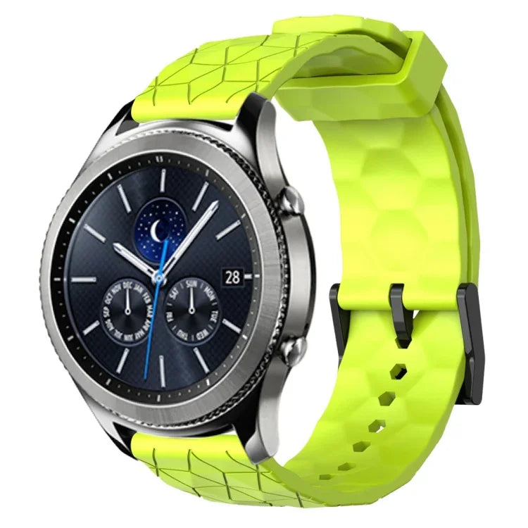 22mm 足球圖案純色矽膠錶帶，適用於 Samsung Galaxy Watch3 45mm，適用於 Samsung Galaxy Watch 46mm，適用於 Samsung Gear S3 Classic，適用於 Samsung Gear S3 Frontier