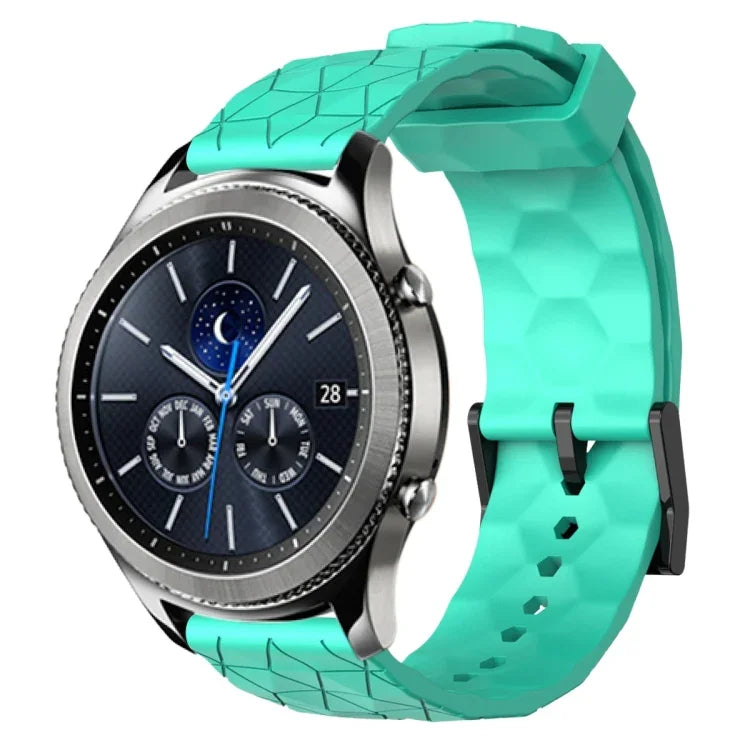 22mm 足球圖案純色矽膠錶帶，適用於 Samsung Galaxy Watch3 45mm，適用於 Samsung Galaxy Watch 46mm，適用於 Samsung Gear S3 Classic，適用於 Samsung Gear S3 Frontier