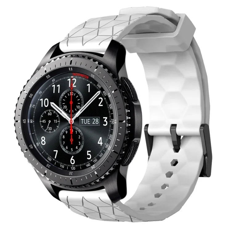 22mm 足球圖案純色矽膠錶帶，適用於 Samsung Galaxy Watch3 45mm，適用於 Samsung Galaxy Watch 46mm，適用於 Samsung Gear S3 Classic，適用於 Samsung Gear S3 Frontier