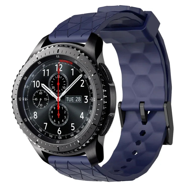 22mm 足球圖案純色矽膠錶帶，適用於 Samsung Galaxy Watch3 45mm，適用於 Samsung Galaxy Watch 46mm，適用於 Samsung Gear S3 Classic，適用於 Samsung Gear S3 Frontier
