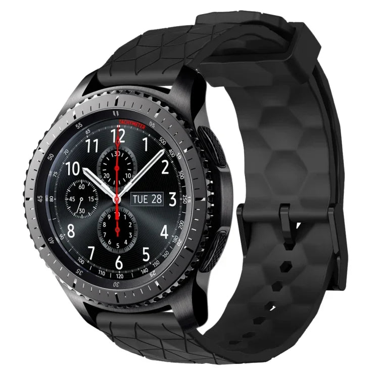 22mm 足球圖案純色矽膠錶帶，適用於 Samsung Galaxy Watch3 45mm，適用於 Samsung Galaxy Watch 46mm，適用於 Samsung Gear S3 Classic，適用於 Samsung Gear S3 Frontier