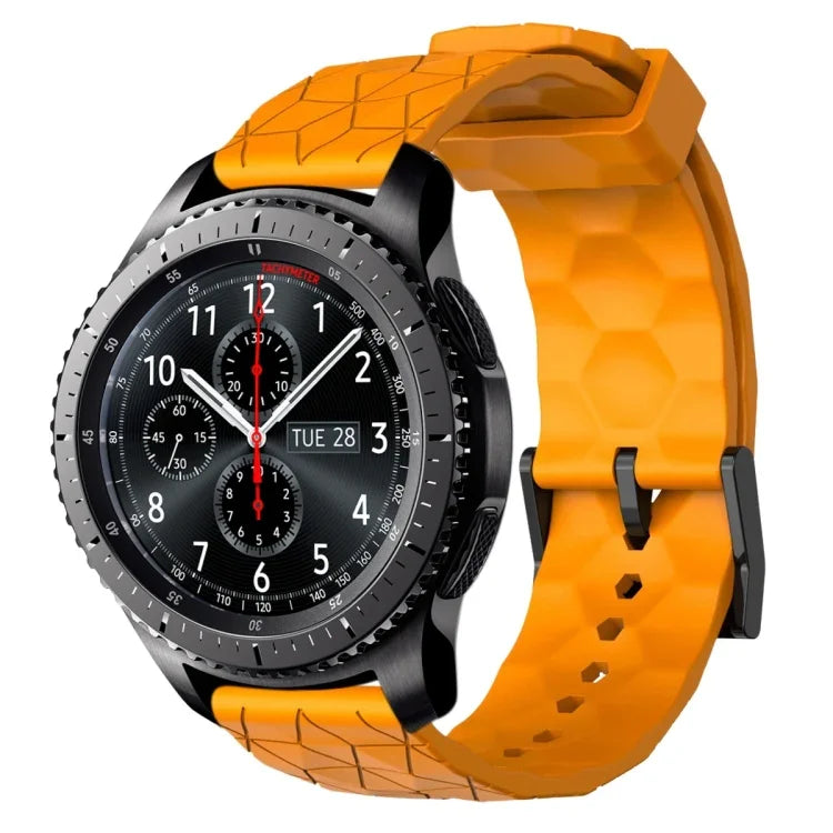 22mm 足球圖案純色矽膠錶帶，適用於 Samsung Galaxy Watch3 45mm，適用於 Samsung Galaxy Watch 46mm，適用於 Samsung Gear S3 Classic，適用於 Samsung Gear S3 Frontier