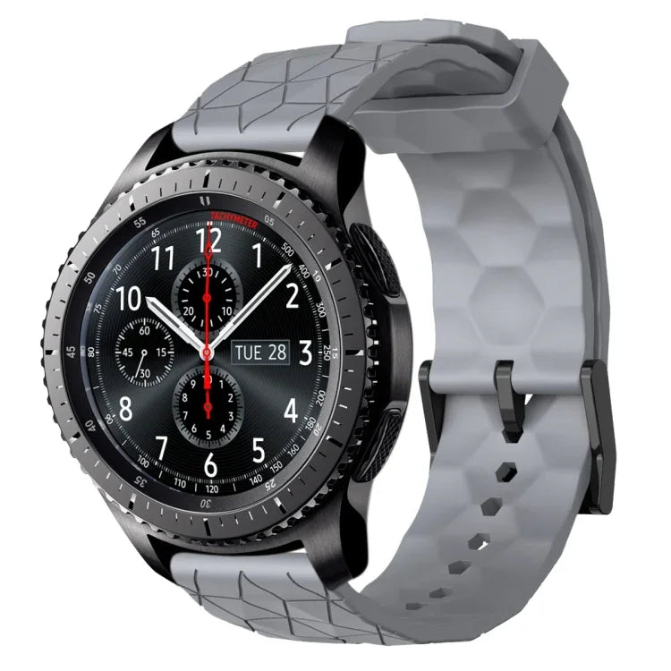 22mm 足球圖案純色矽膠錶帶，適用於 Samsung Galaxy Watch3 45mm，適用於 Samsung Galaxy Watch 46mm，適用於 Samsung Gear S3 Classic，適用於 Samsung Gear S3 Frontier