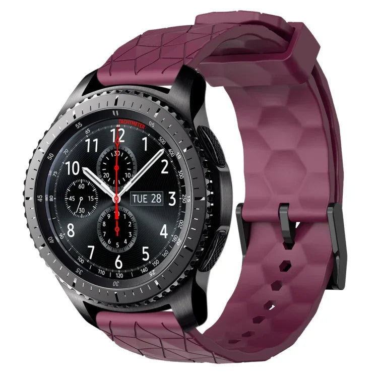 22mm 足球圖案純色矽膠錶帶，適用於 Samsung Galaxy Watch3 45mm，適用於 Samsung Galaxy Watch 46mm，適用於 Samsung Gear S3 Classic，適用於 Samsung Gear S3 Frontier