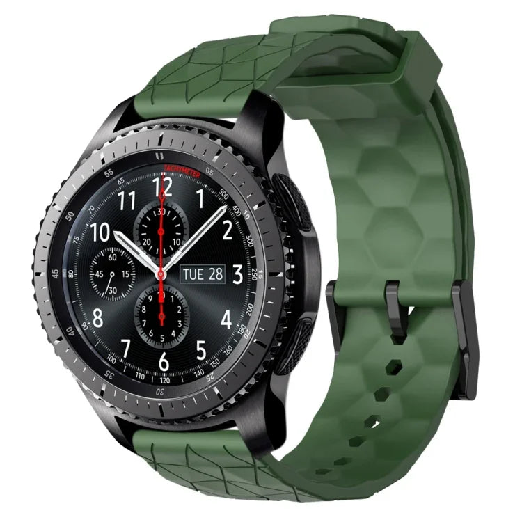 22mm 足球圖案純色矽膠錶帶，適用於 Samsung Galaxy Watch3 45mm，適用於 Samsung Galaxy Watch 46mm，適用於 Samsung Gear S3 Classic，適用於 Samsung Gear S3 Frontier