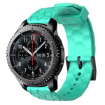 22mm 足球圖案純色矽膠錶帶，適用於 Samsung Galaxy Watch3 45mm，適用於 Samsung Galaxy Watch 46mm，適用於 Samsung Gear S3 Classic，適用於 Samsung Gear S3 Frontier