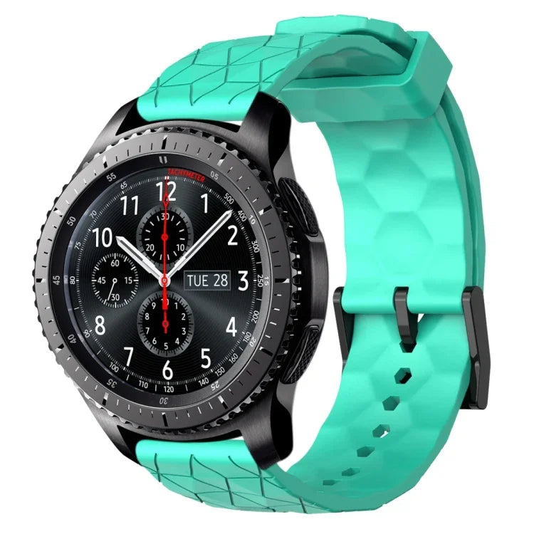 22mm 足球圖案純色矽膠錶帶，適用於 Samsung Galaxy Watch3 45mm，適用於 Samsung Galaxy Watch 46mm，適用於 Samsung Gear S3 Classic，適用於 Samsung Gear S3 Frontier