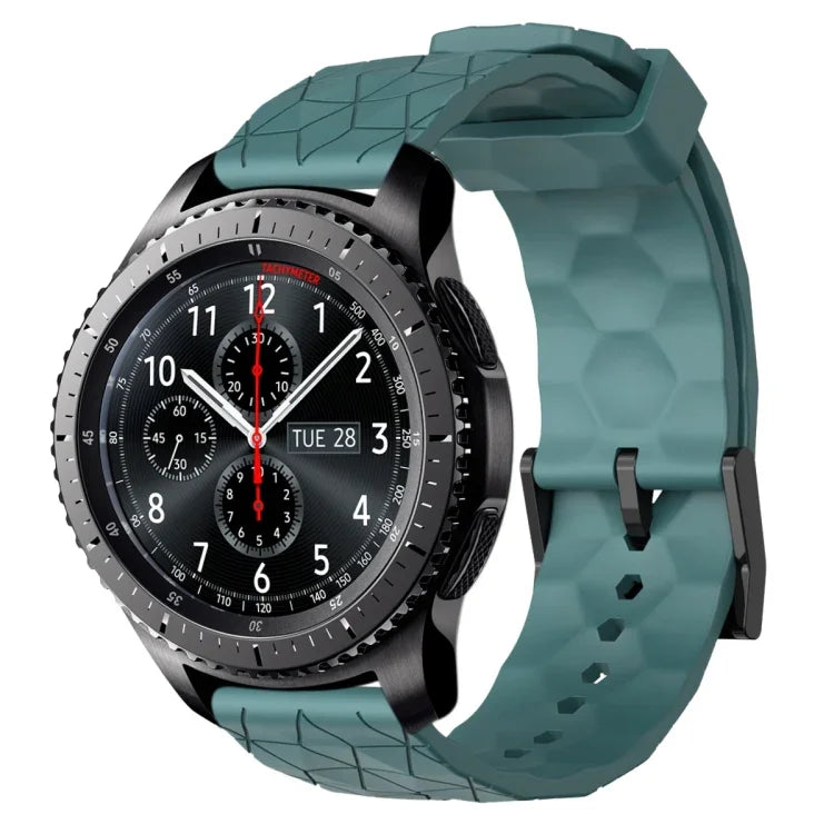 22mm 足球圖案純色矽膠錶帶，適用於 Samsung Galaxy Watch3 45mm，適用於 Samsung Galaxy Watch 46mm，適用於 Samsung Gear S3 Classic，適用於 Samsung Gear S3 Frontier